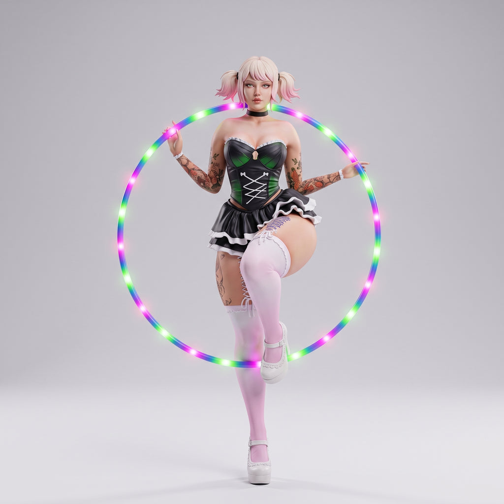 Hula Hoop Girl Figurine with Hula Hoop, Detailed Sculpture of a Girl in Costume, Decorative Collectible Item